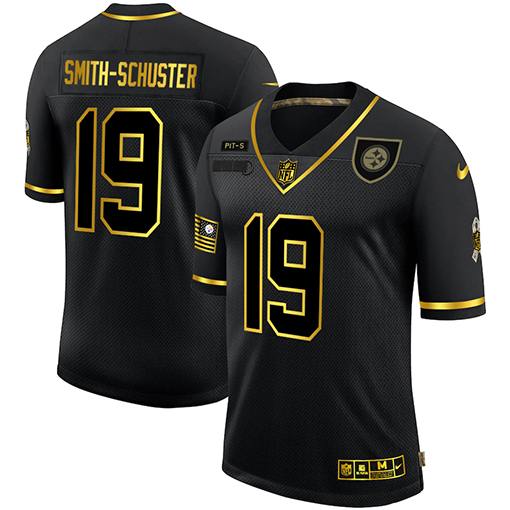 Pittsburgh Steelers #19 JuJu Smith-Schuster Men Nike 2020 Salute To Service Golden Limited NFL black Jerseys->pittsburgh steelers->NFL Jersey